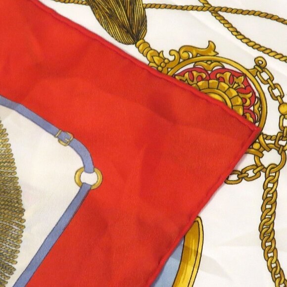 Hermes Equestrian Horns Scrolling Belts Vintage 90cm Silk Scarf DEFECTS - Picture 4 of 7